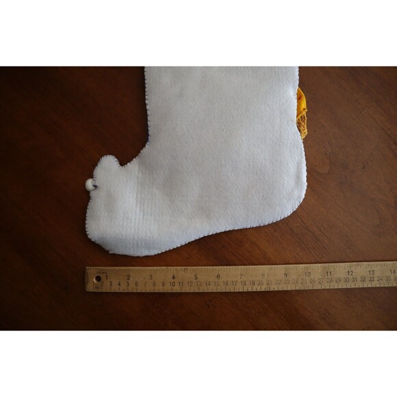 Vtg SNOWMAN 20" Handmade Felt Applique Puffy Stocking Penguin FINISHED - Picture 6 of 11